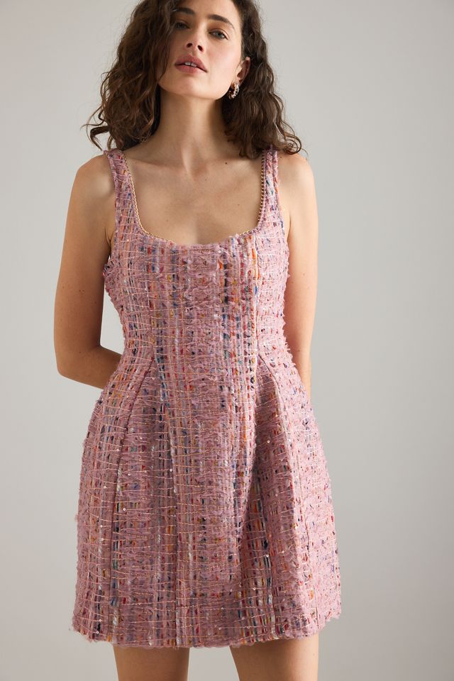 Abito mini aderente senza maniche in tweed Maeve #2