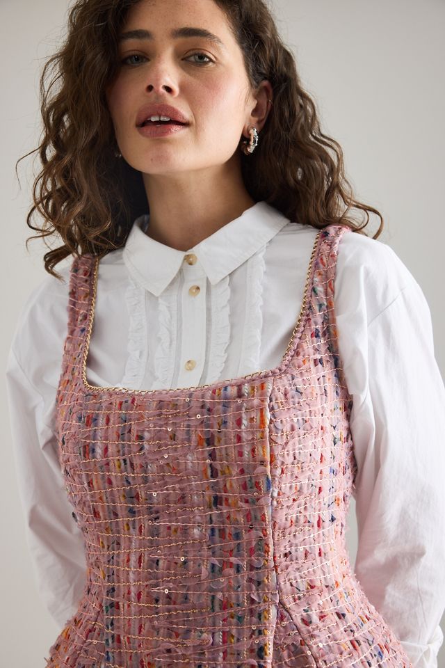 Abito mini aderente senza maniche in tweed Maeve #4