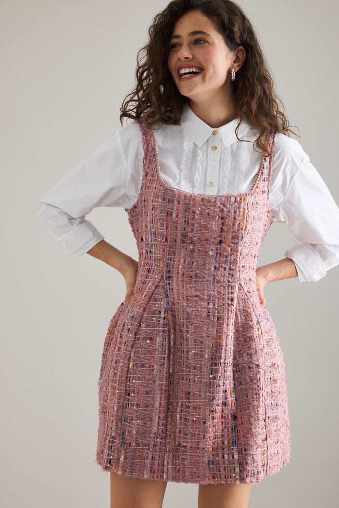 Maeve Sleeveless Tweed Fit & Flare Mini Dress