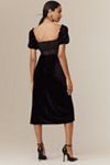 By Anthropologie Puff-Sleeve Mesh Velvet Midi Dress