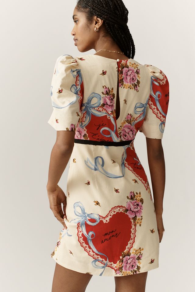 Maeve Lucky Charm V-Neck Puff-Sleeve Dress #3
