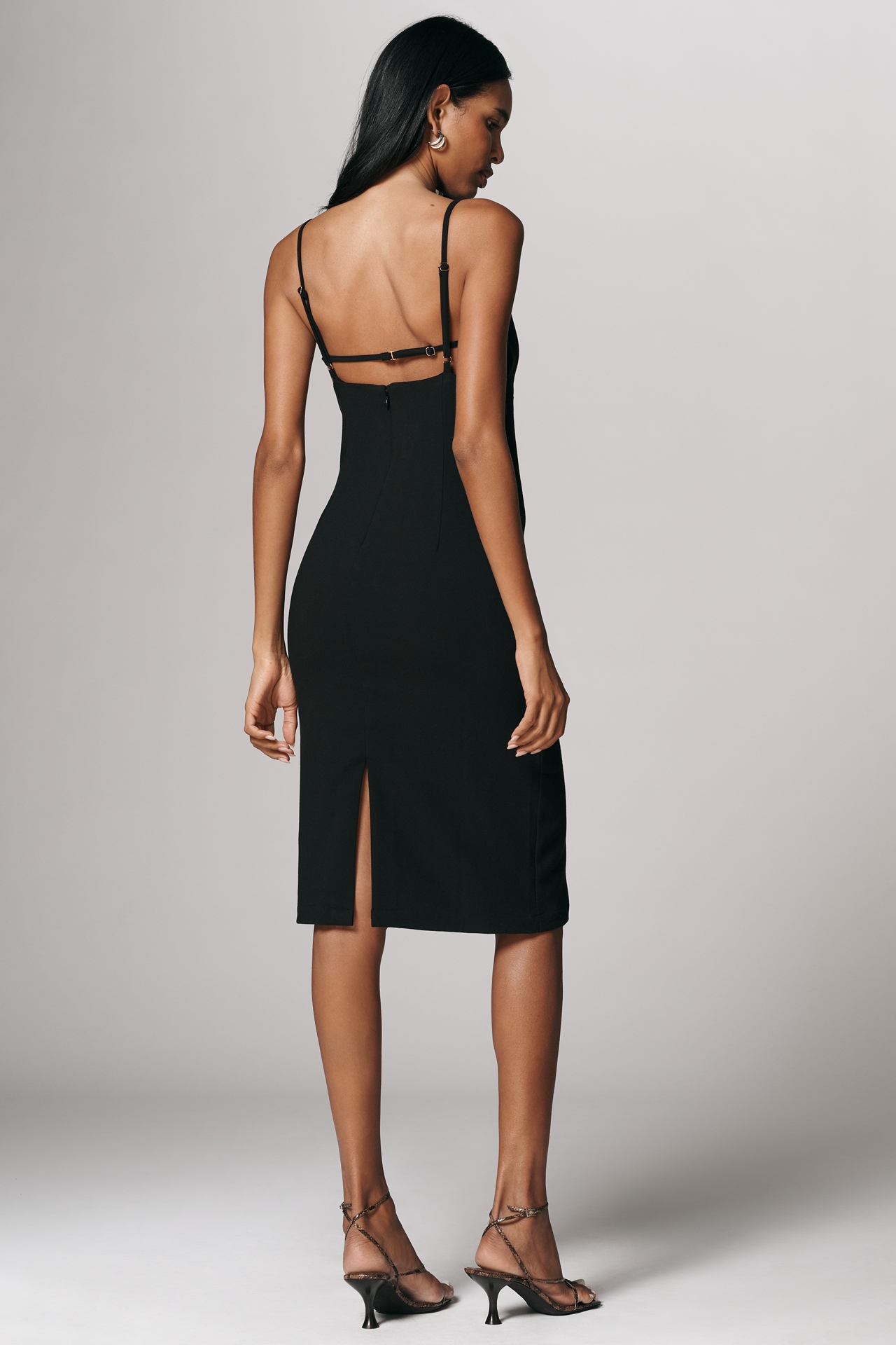 Maeve Paneled High-Neck Midi Dress