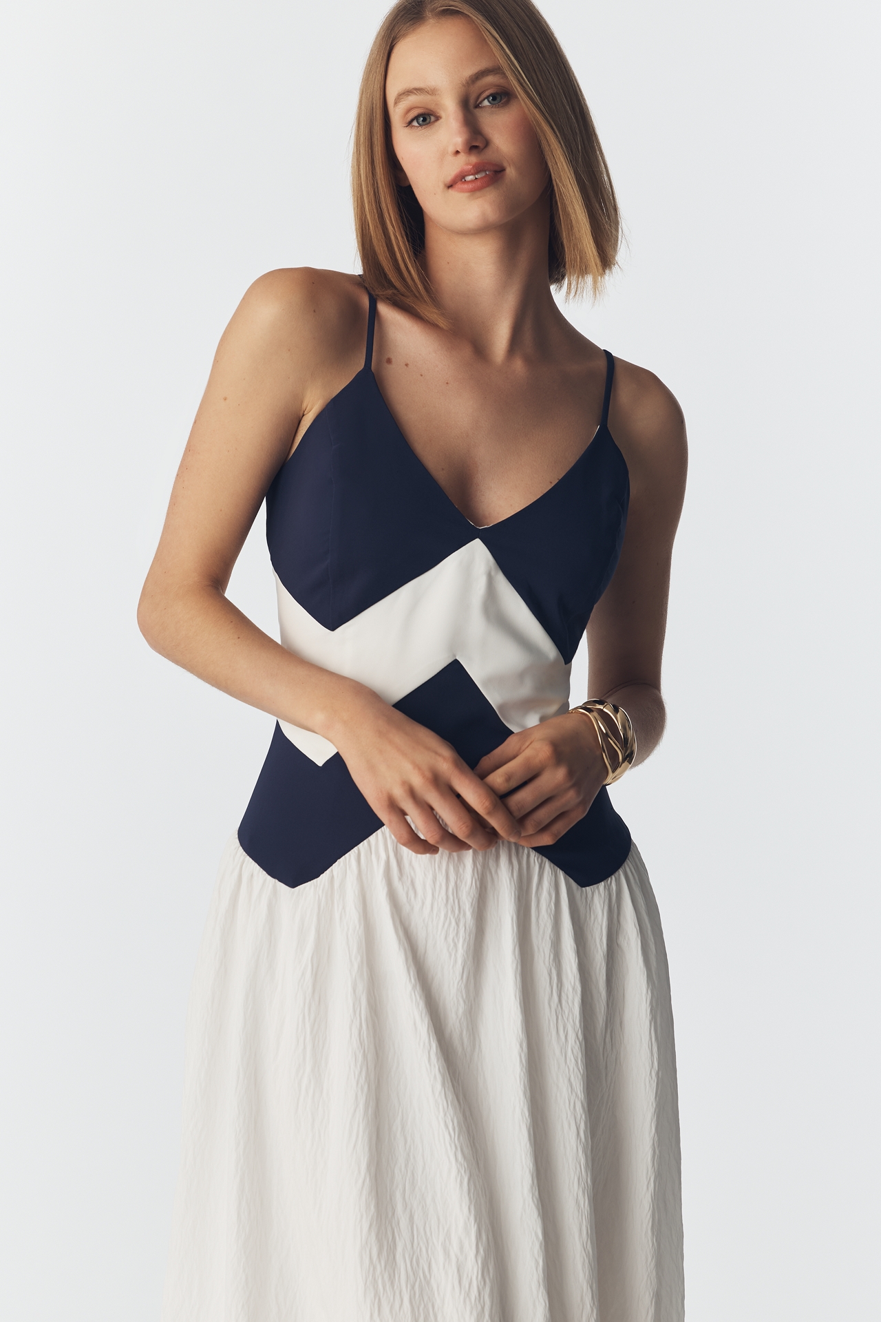 Maeve Sleeveless Twofer Midi Dress