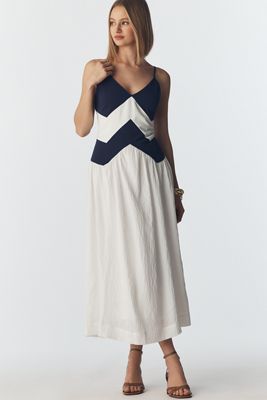 anthropologie black and white striped dress Anthropologie Charcoal Pinstripe Strapless Midi Dress