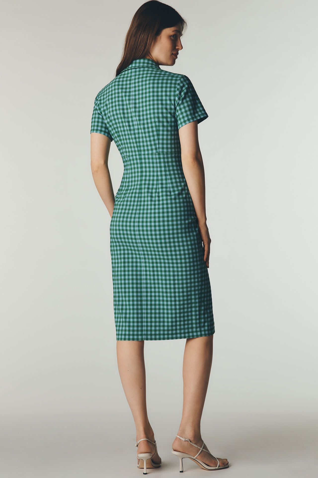 By Anthropologie Gingham Midi Shirtdress