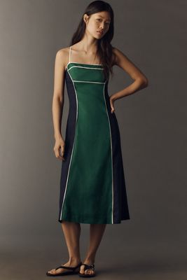 green emerald velvet dress Anthropologie Dress Womens 0 Green Button Up Long Sleeve Belted White Striped main image 1