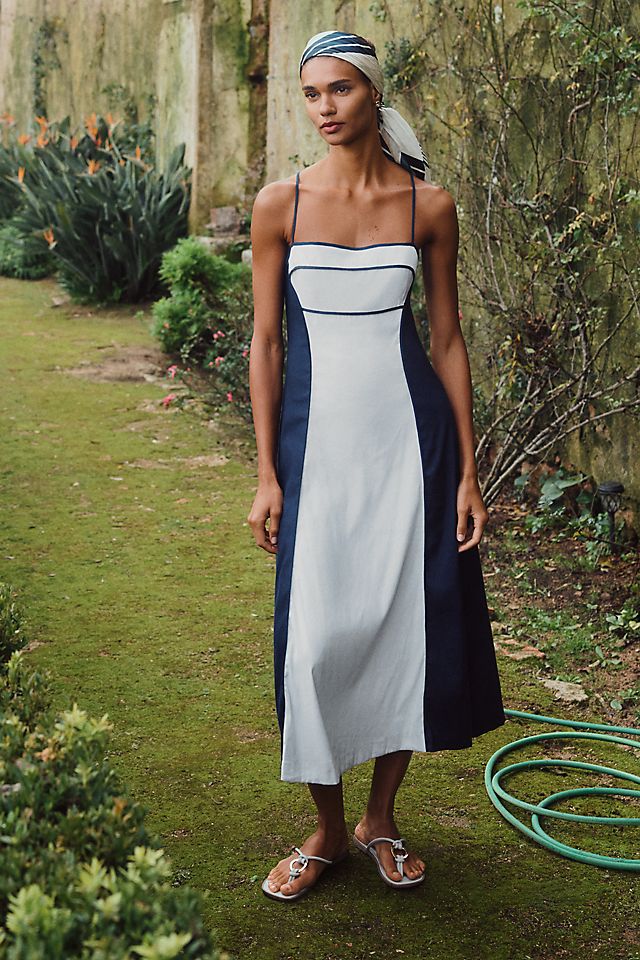 anthropologie maeve dress Short-Sleeve V-Neck Embellished Mini Maeve Colorblock Midi Dress |