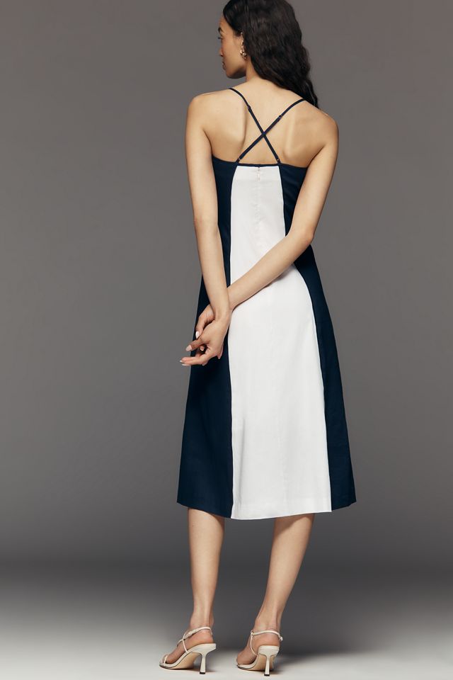 Maeve Linen Colorblock Midi Dress