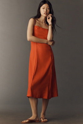Maeve Linen-Blend Colourblock Midi Dress | Anthropologie UK