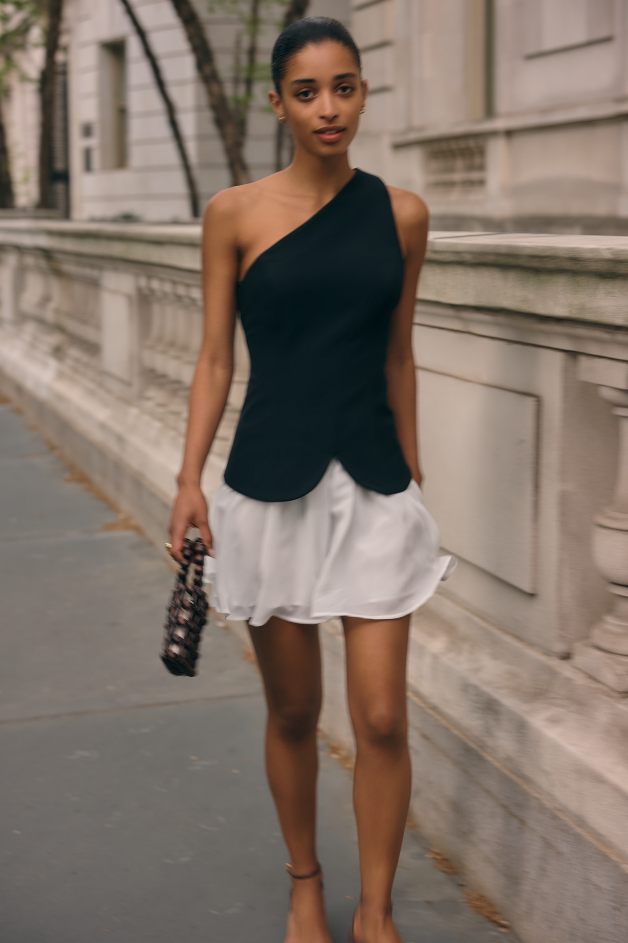 Maeve One-Shoulder Twofer Mini Dress