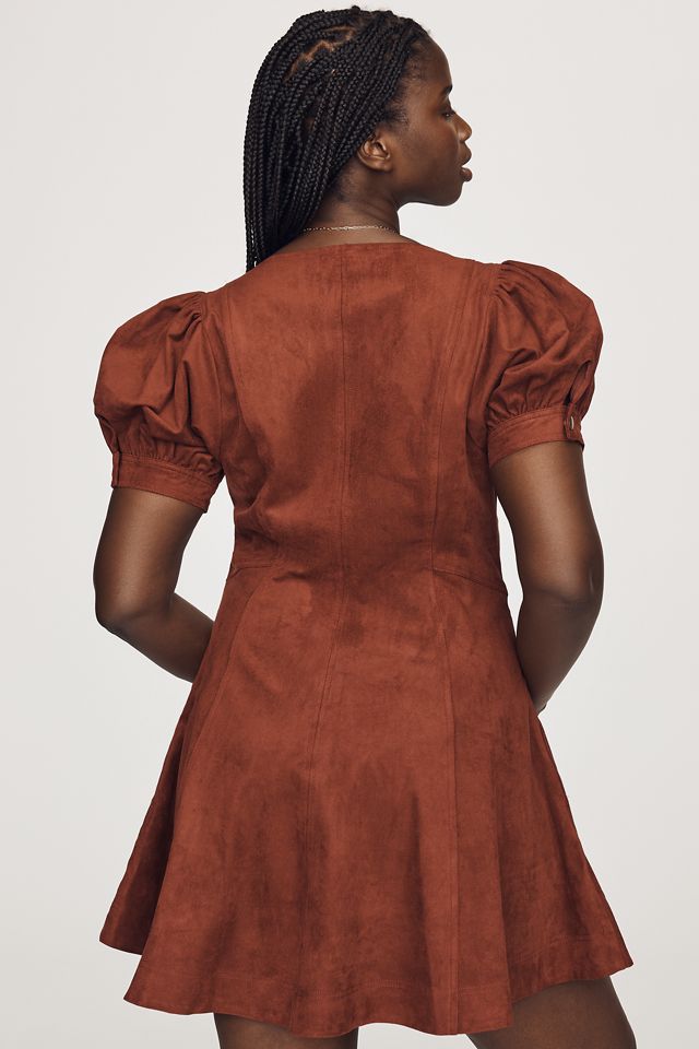 Pilcro Zip-Front Faux-Suede Mini Dress #5