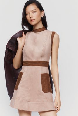Maeve Faux Suede Mock Neck Mini Dress
