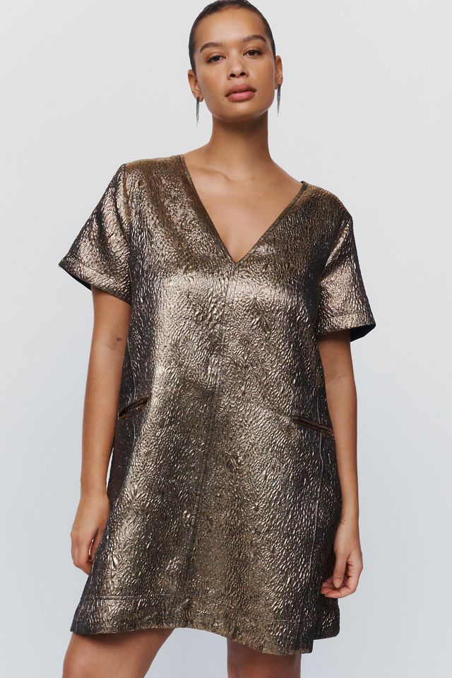 Maeve Emmy Metallic Mini Swing Dress #4