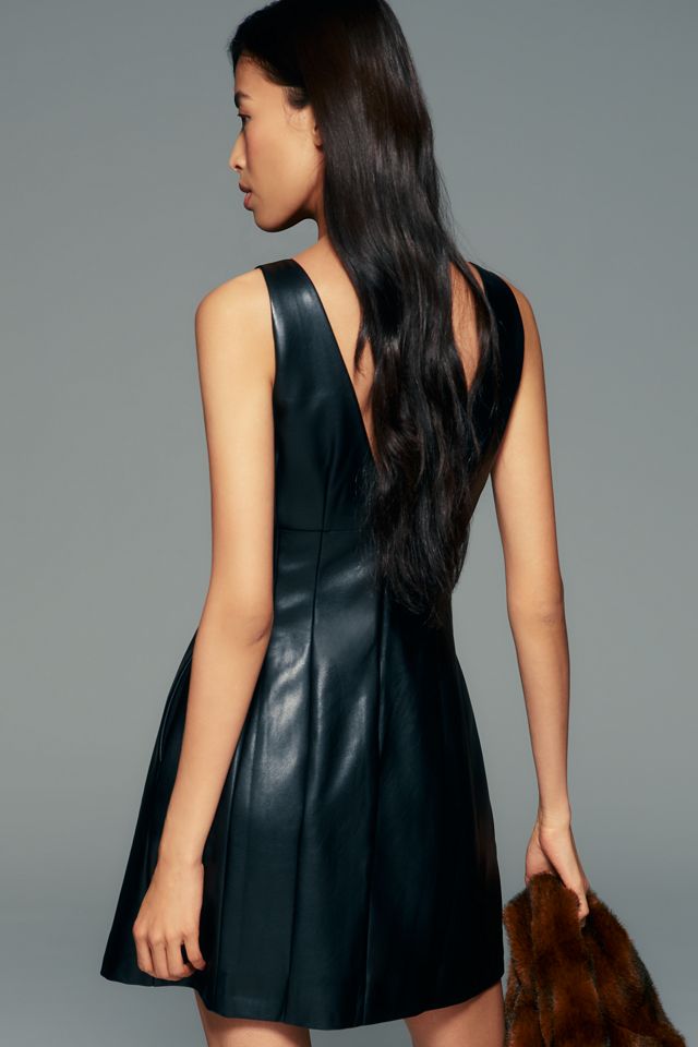 Maeve Faux Leather Scoop Neck Mini Dress #2