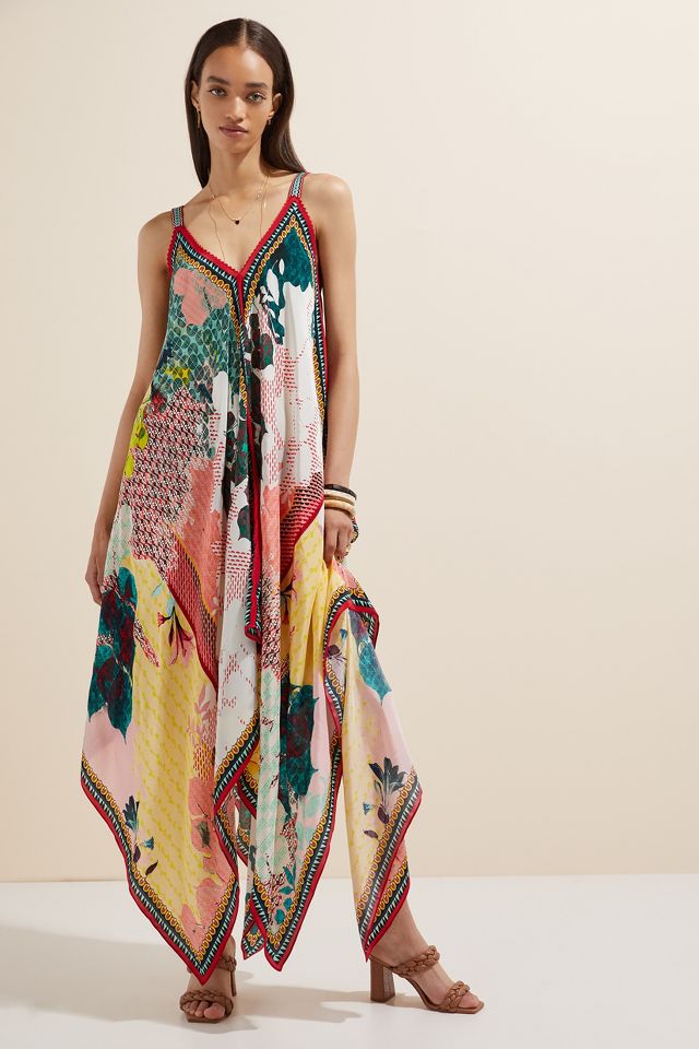 Floral Contrast Maxi Dress