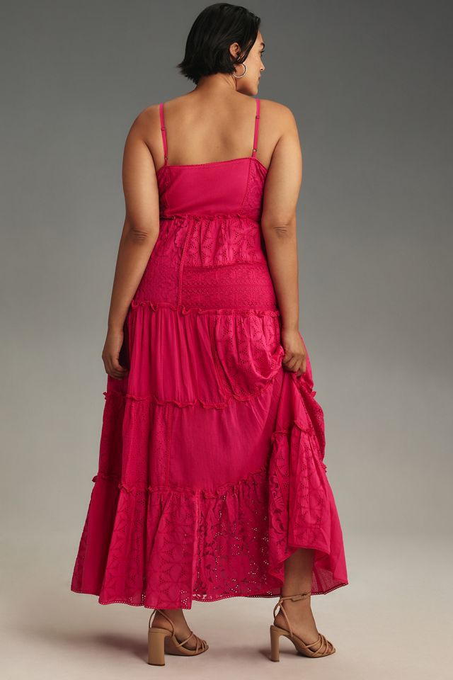 Bhanuni by Jyoti Sleeveless Patchwork Lace Tiered Midi Dress #4