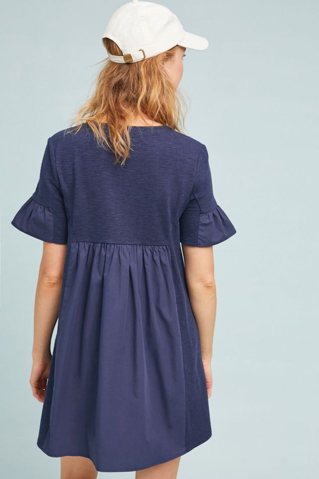 Poplin Ruffle-Sleeve Dress #1