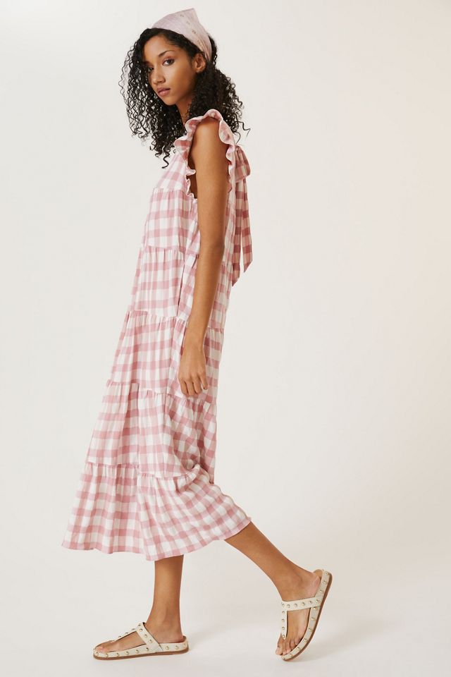 Flutter-Sleeve Tiered Midi Dress #1