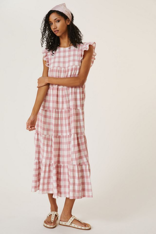 Flutter-Sleeve Tiered Midi Dress #3