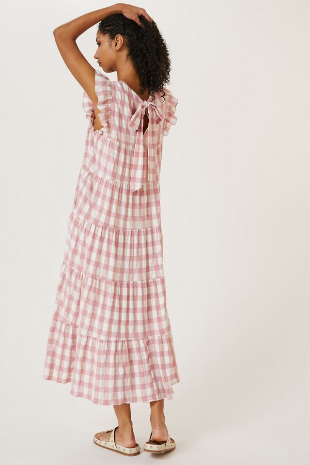 Flutter-Sleeve Tiered Midi Dress #4