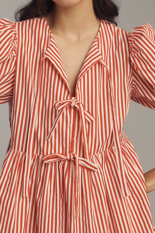 English Factory Petite Puff-Sleeve Bow Mini Dress #1
