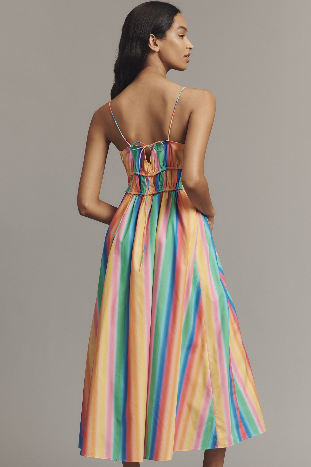 English Factory Sleeveless Smocked A-Line Midi Dress