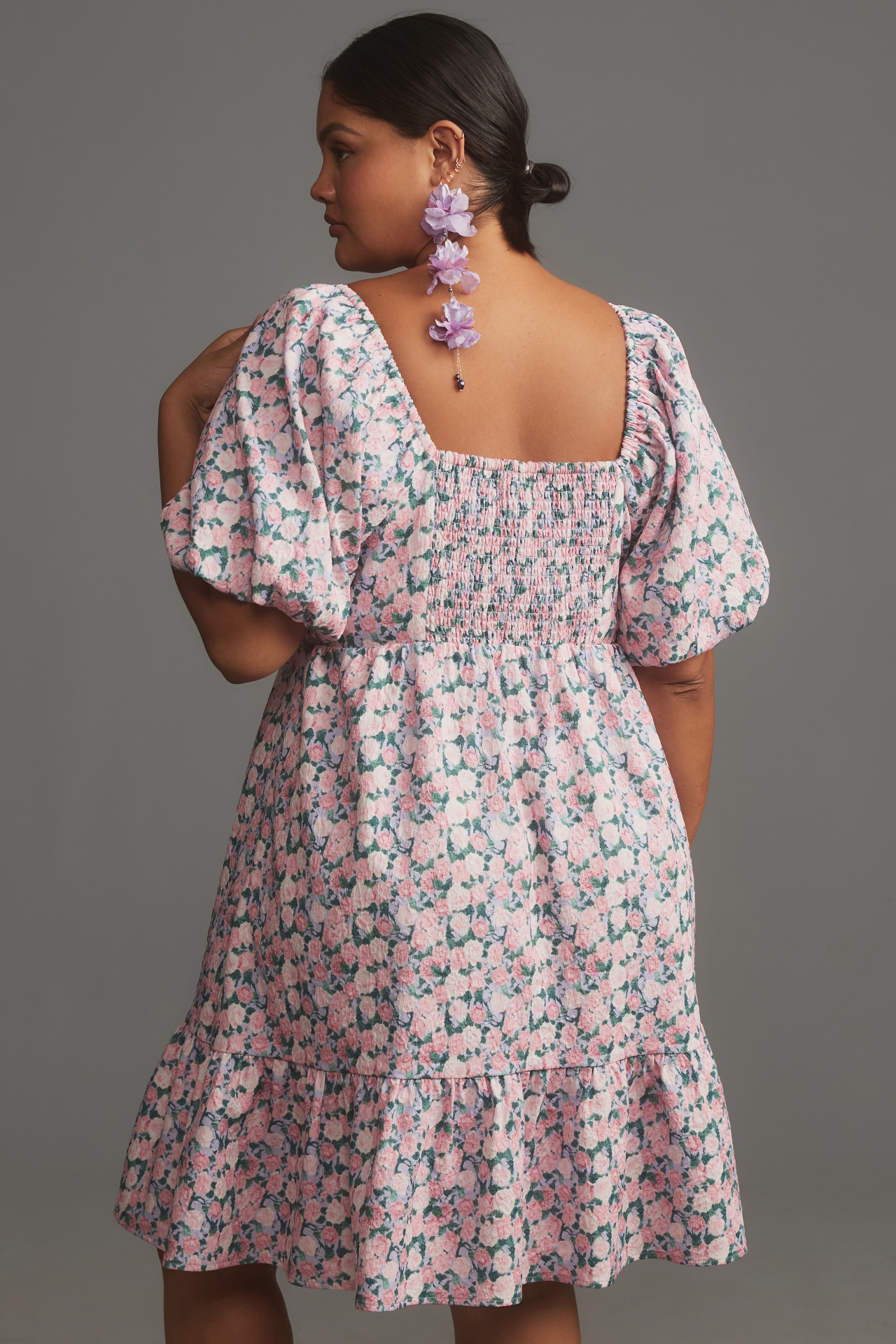 English Factory Puff-Sleeve Floral Mini Dress