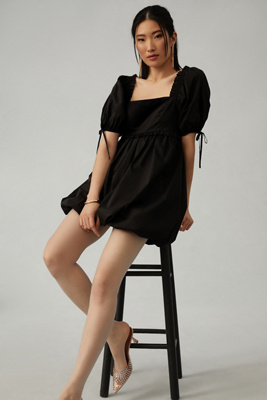 English Factory Babydoll Mini Dress In Black