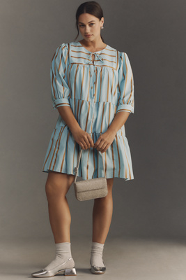ENGLISH FACTORY PLUS TIE-NECK MINI DRESS 