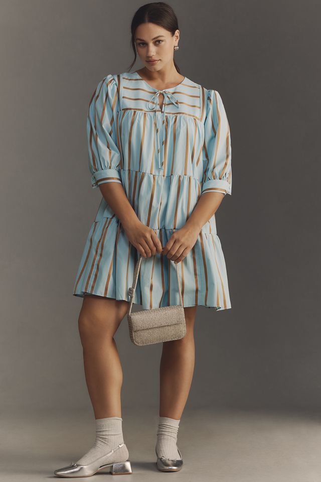 English Factory Plus Tie-Neck Mini Dress | Anthropologie