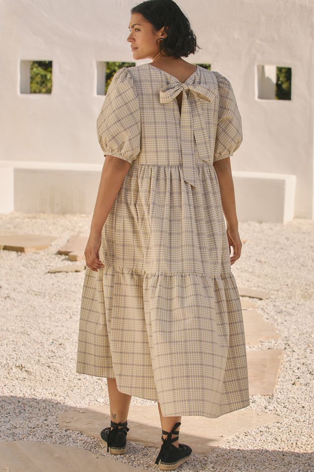 English Factory Plus Puff-Sleeve Tiered Midi Dress #1