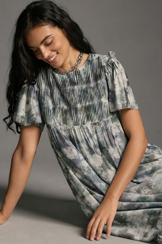 English Factory Short-Sleeve Smocked Tiered Midi Dress #3