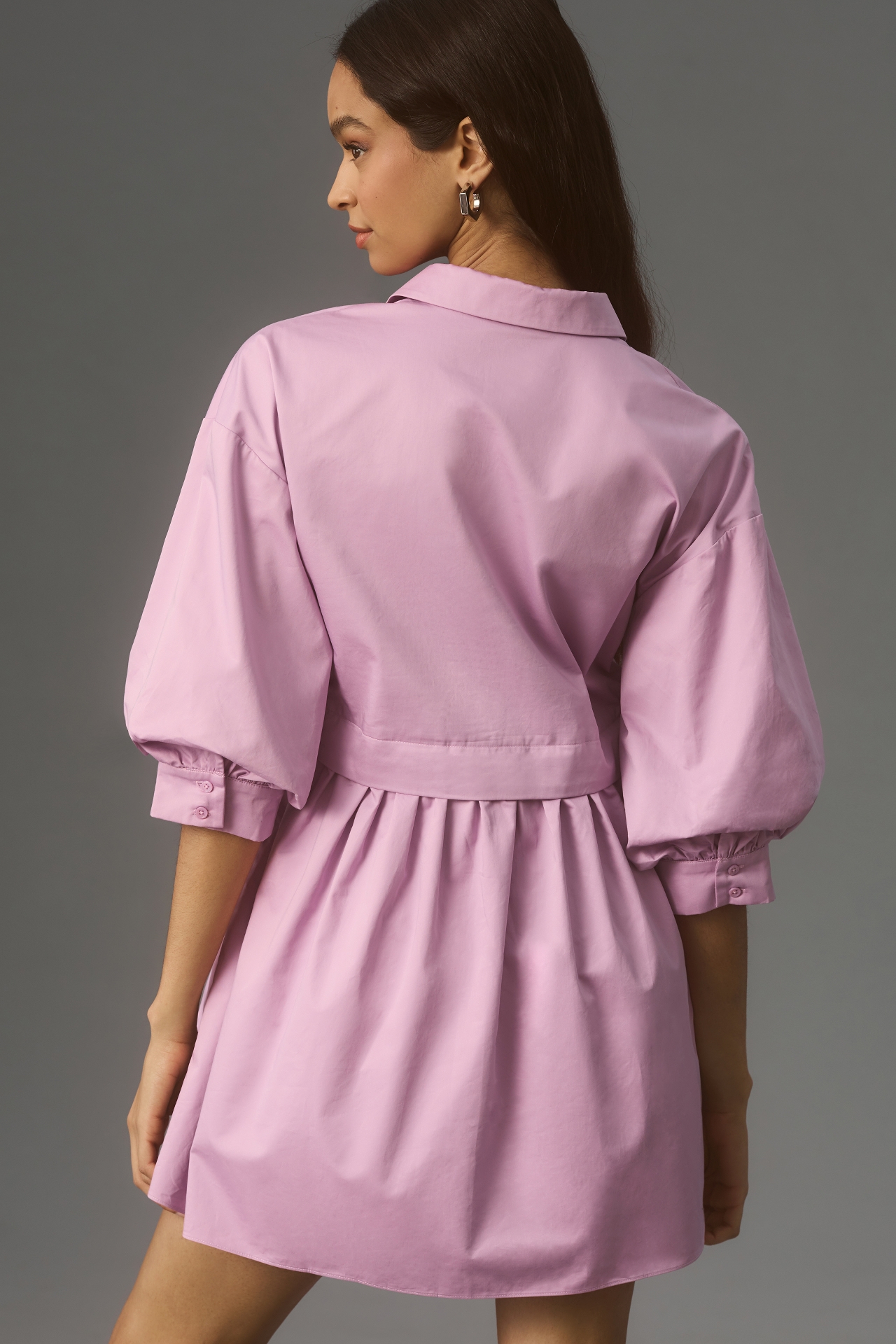 English Factory Puff-Sleeve Mini Shirt Dress