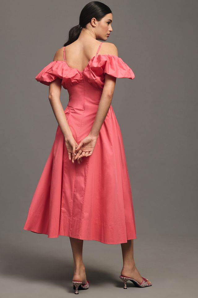 English Factory Off-The-Shoulder Puff-Sleeve Midi Dress #1