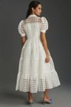 English Factory Organza Short-Sleeve Button-Front Midi Dress