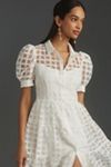 English Factory Organza Short-Sleeve Button-Front Midi Dress