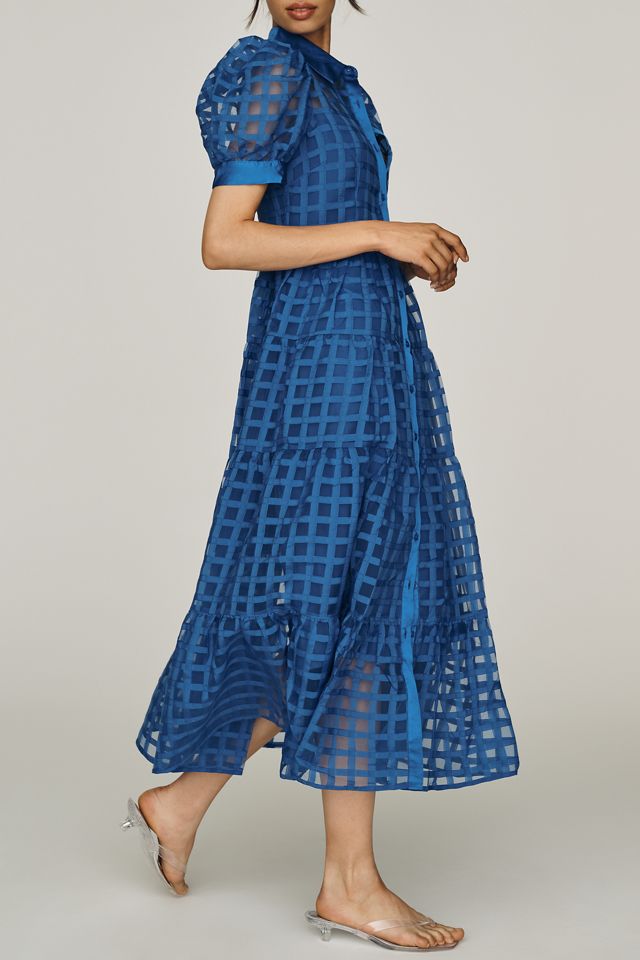 English Factory Organza Short-Sleeve Button-Front Midi Dress #2