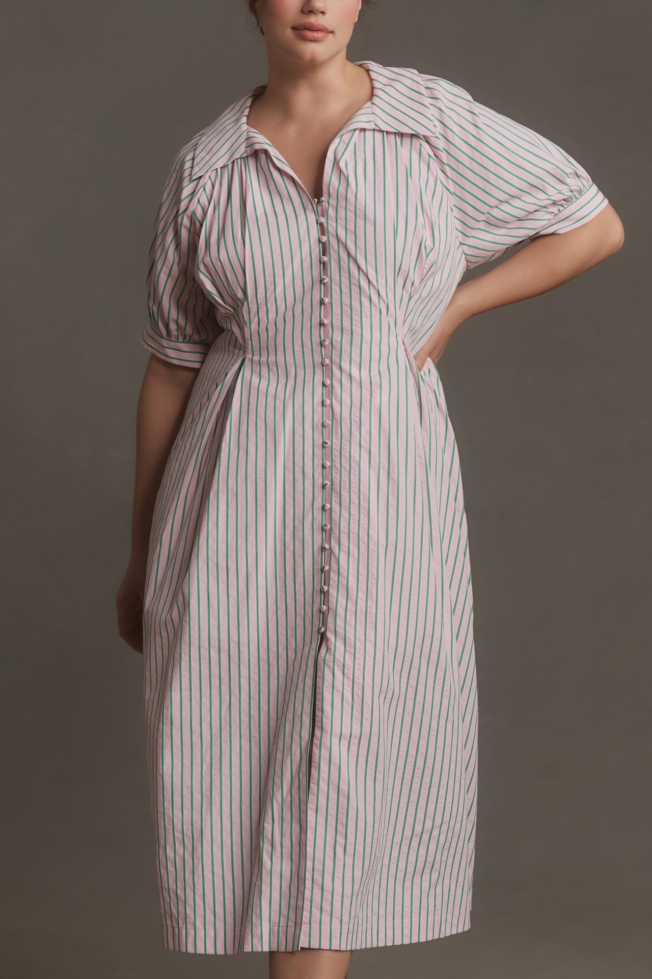 English Factory Plus Midi Stripe Shirt Dress