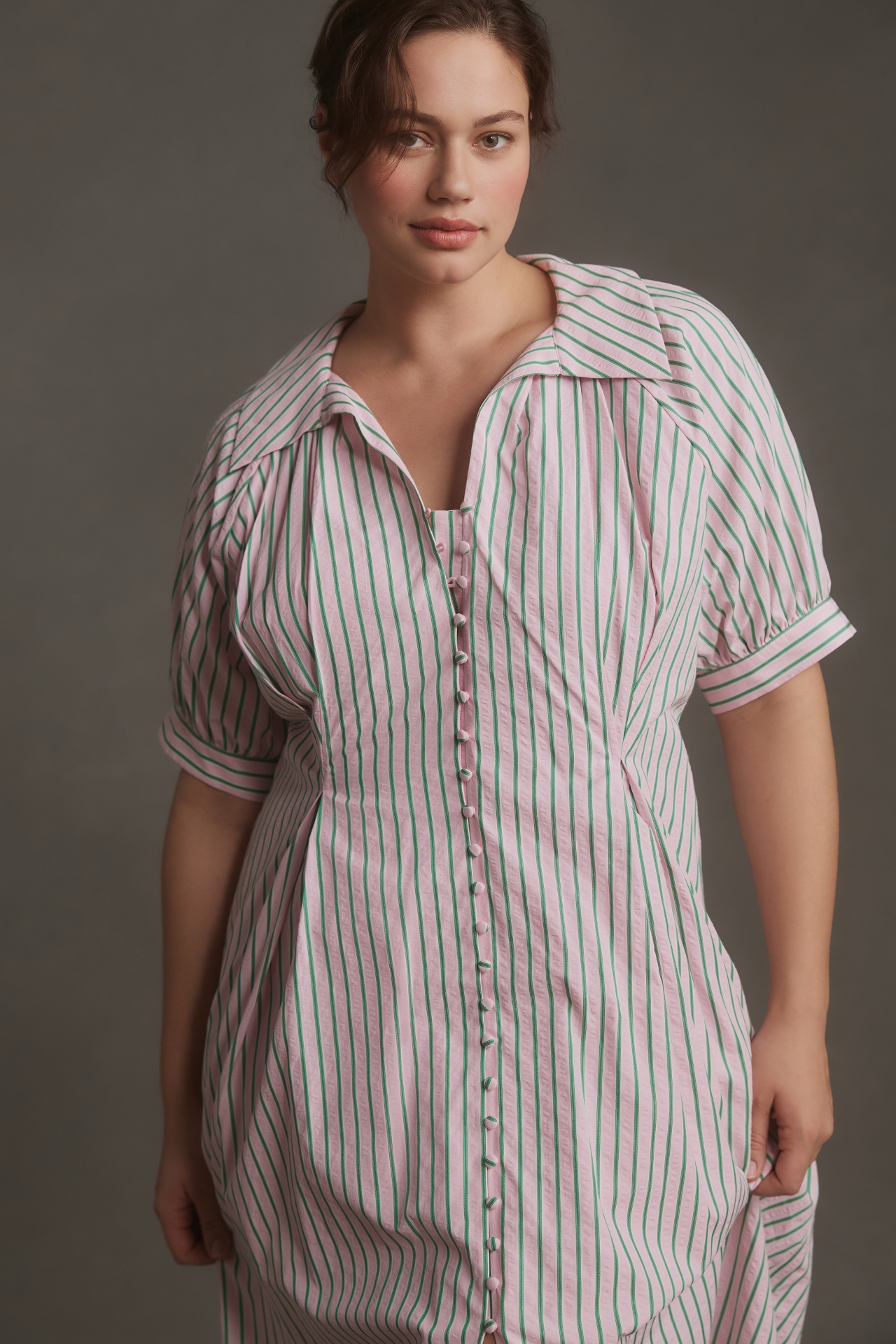 English Factory Plus Midi Stripe Shirt Dress