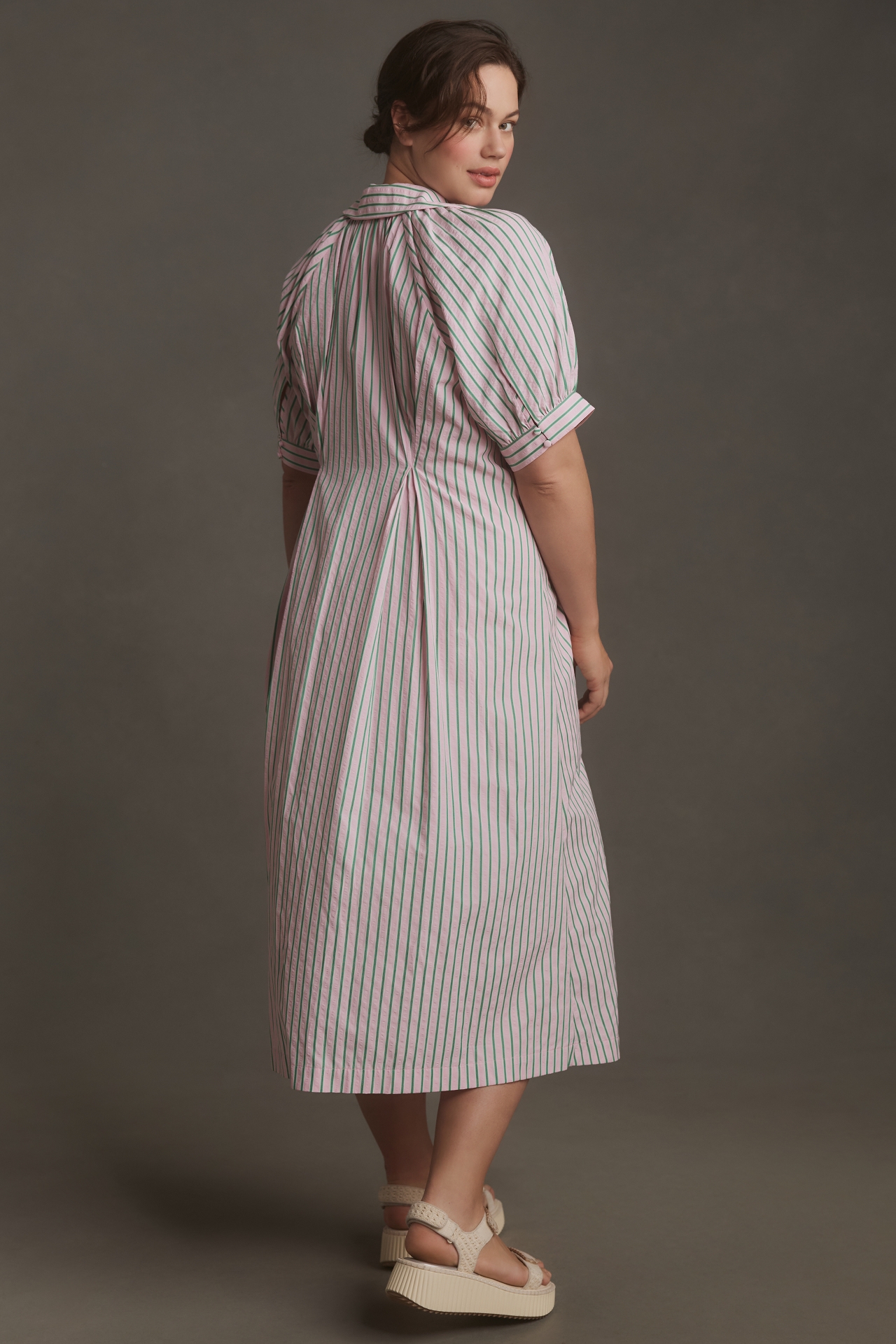 English Factory Plus Midi Stripe Shirt Dress