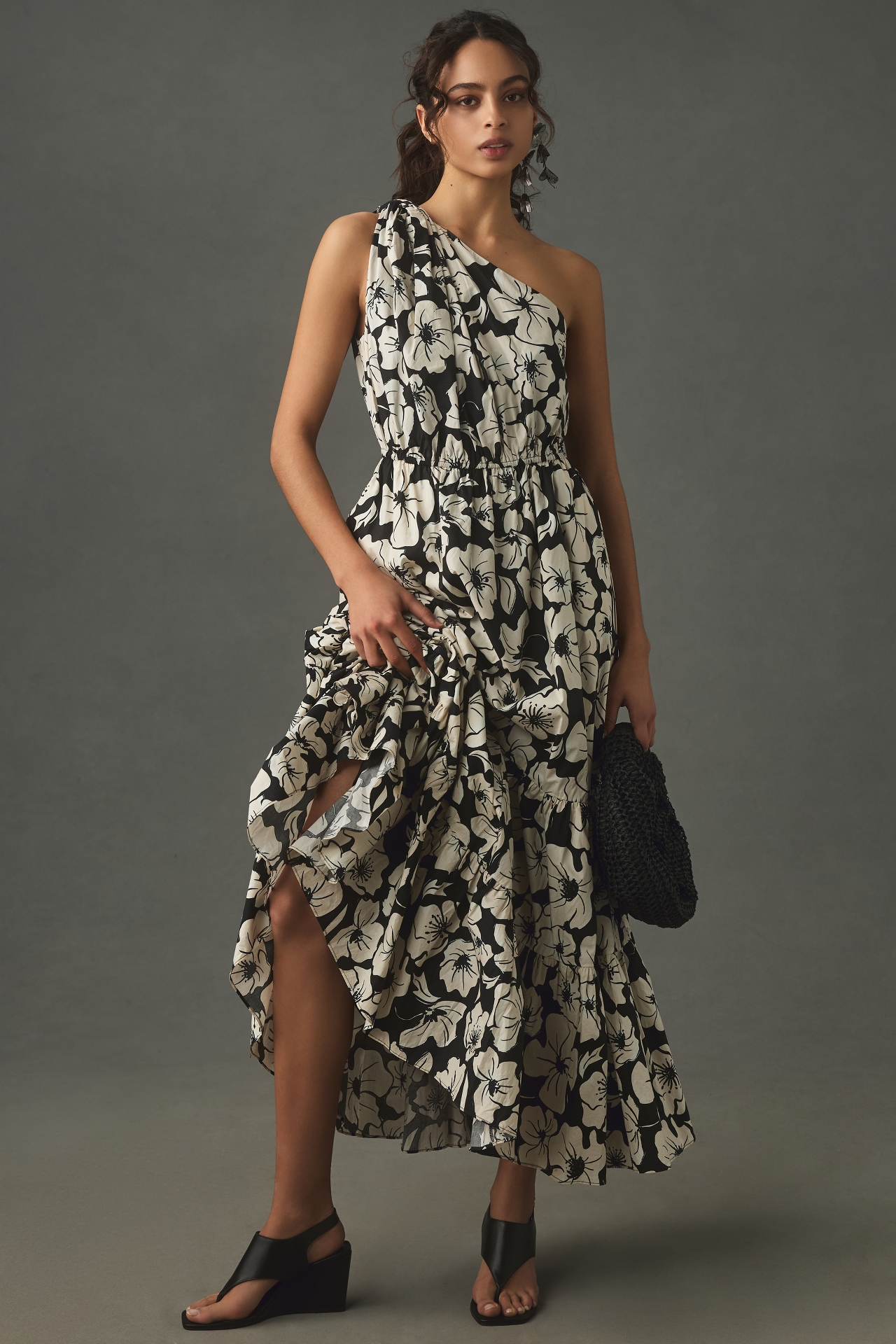 English Factory One-Shoulder A-Line Maxi Dress