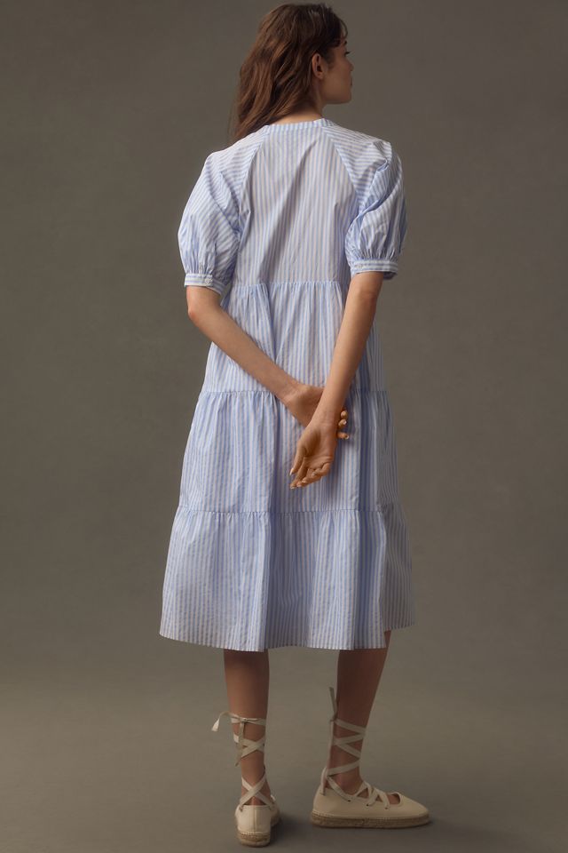 English Factory Puff-Sleeve Tiered Midi Dress #1