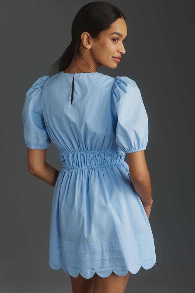 English Factory Puff-Sleeve Scallop Mini Dress #1
