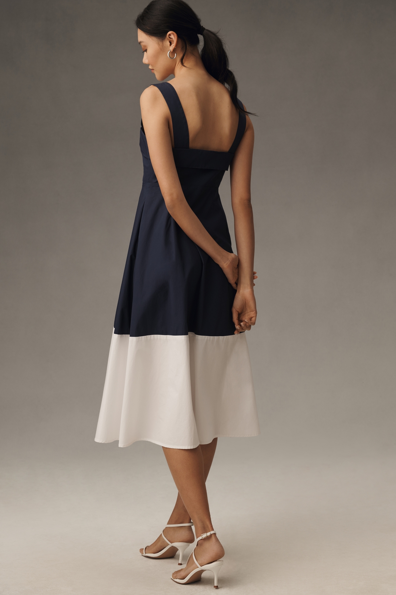 English Factory Sleeveless Square-Neck Midi Dress