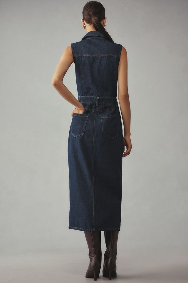 Grey Lab Sleeveless Denim Midi Dress #1