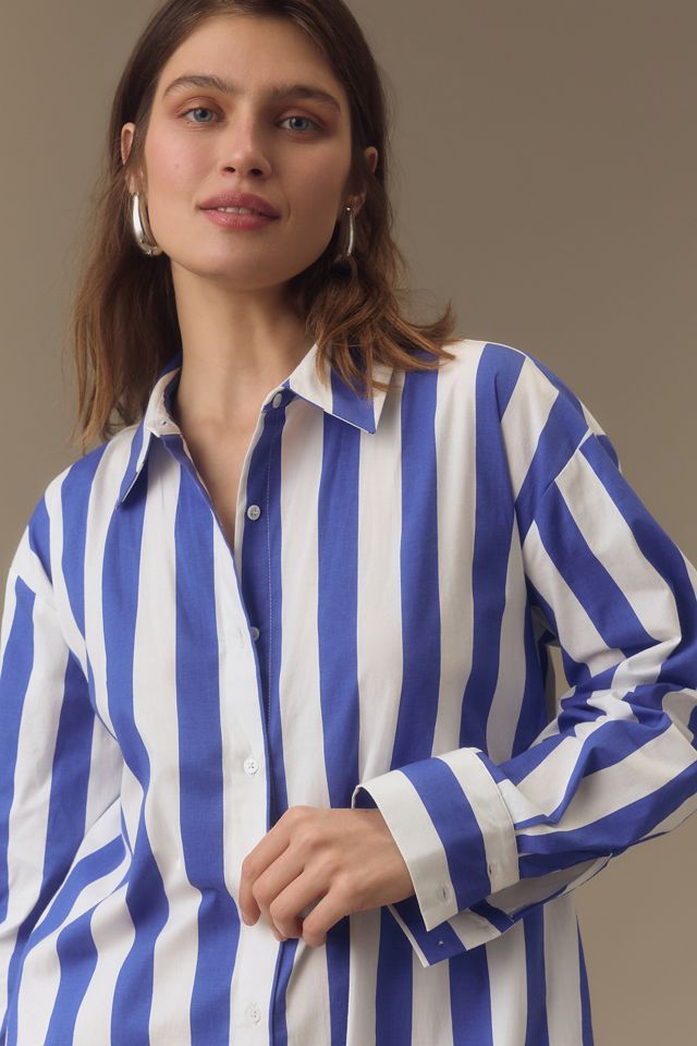 English Factory Long-Sleeve Buttondown Midi Shirt Dress #1