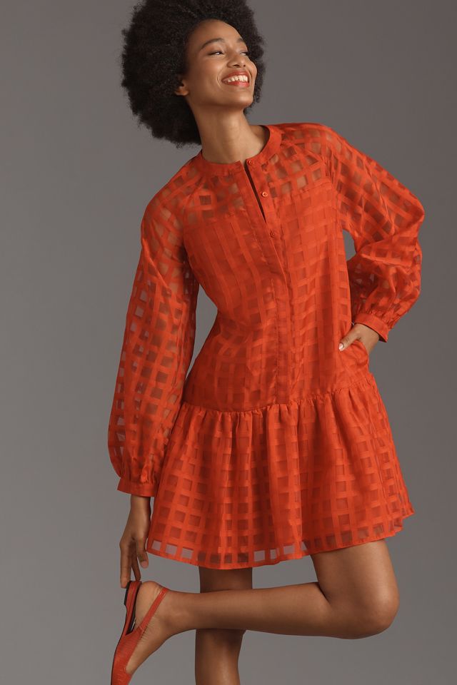 English Factory Long-Sleeve Organza Mini Dress #2