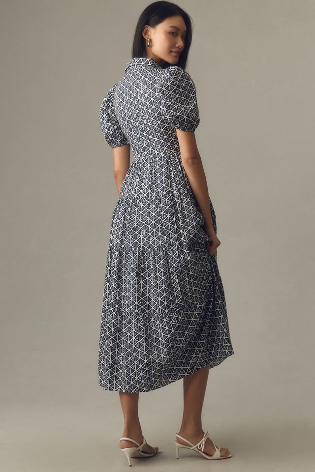 English Factory Puff-Sleeve Tiered Midi Shirt Dress #2