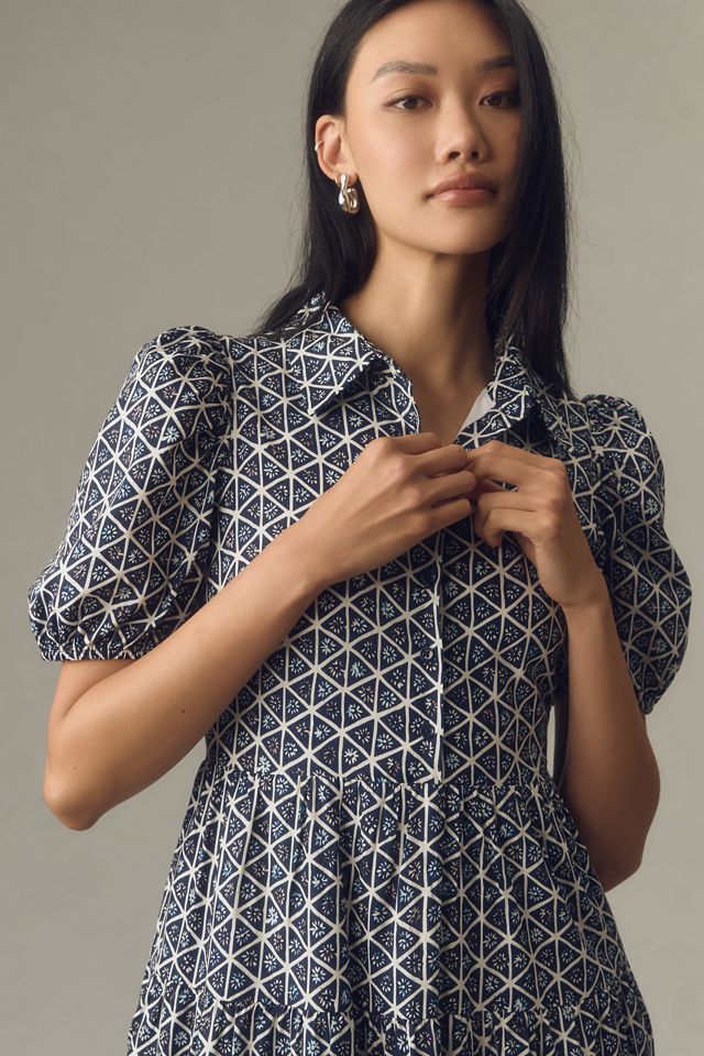English Factory Puff-Sleeve Tiered Midi Shirt Dress #3