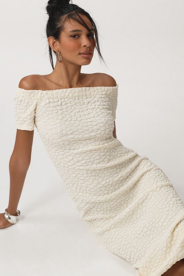 English Factory Off-The-Shoulder Textured Midi Dress #3